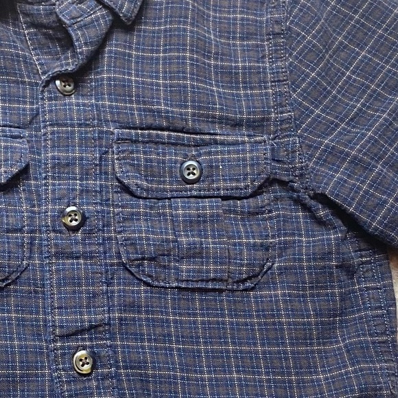 Baby Gap Boys Blue & Brown Checkered Button Down Size 2 - Picture 2 of 5